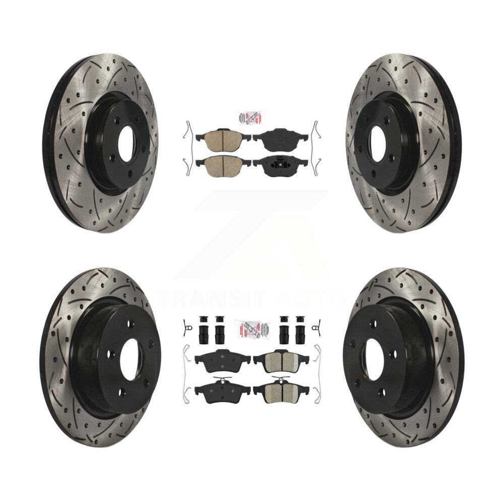 Kit de Rotors de frein à disque de fente de foret de tampon en céramique avant et arrière pour Ford Transit Connect