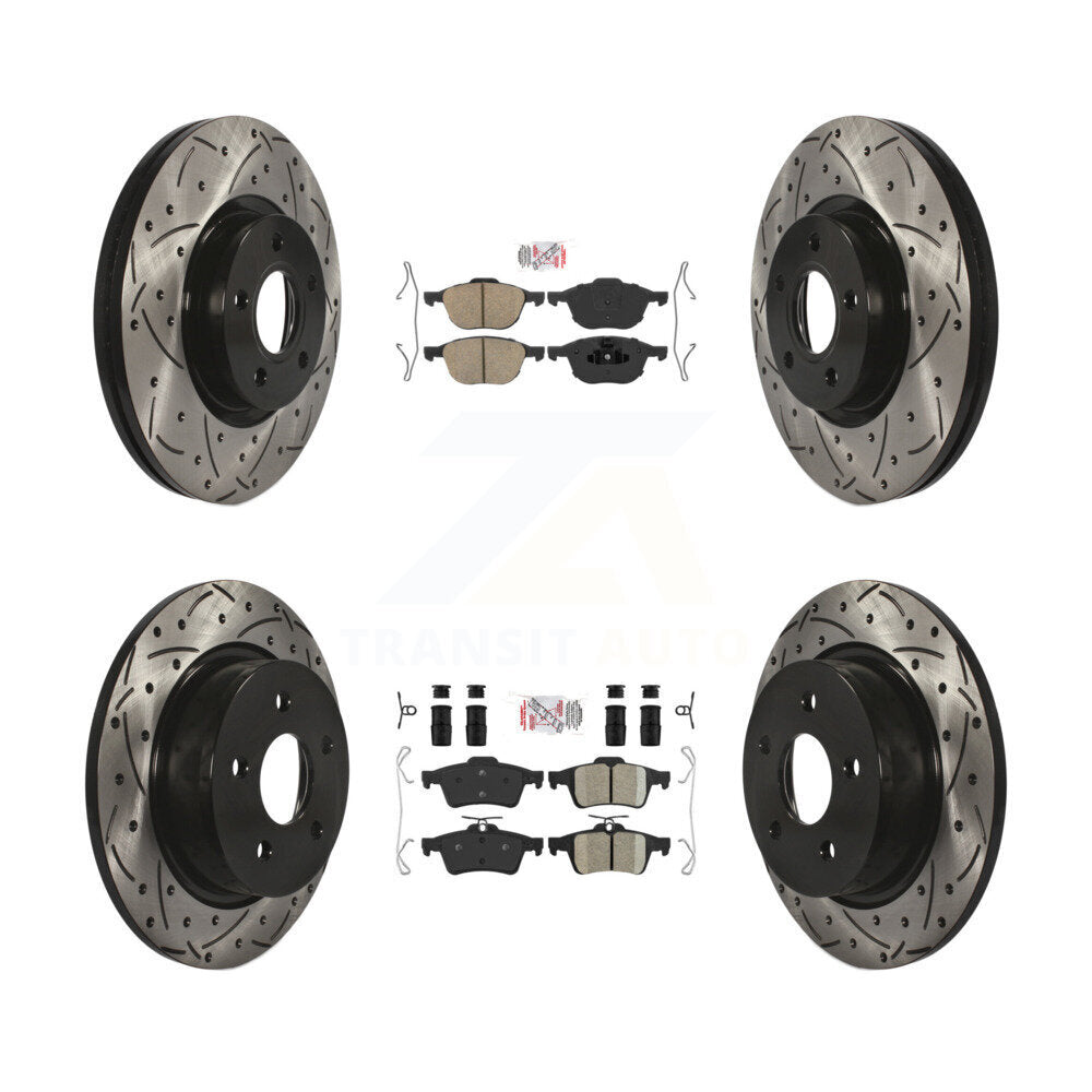 Kit de rotor de frein à disque avec coussinets en céramique avant et arrière, fente percée, pour Ford Escape c-ma
