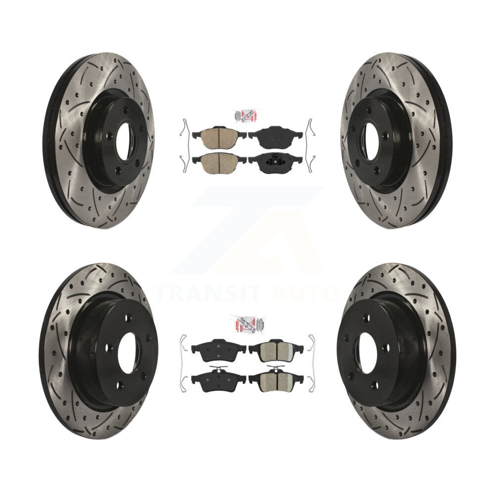 Kit de rotor de frein à disque avec coussinets en céramique avant et arrière, fente percée, pour Ford Escape c-ma