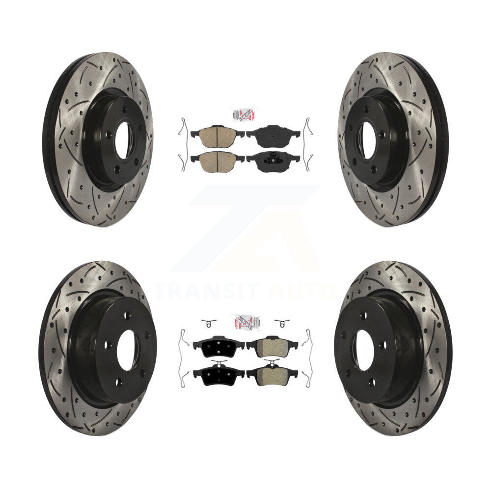 Kit de rotors de frein à fente de forage semi-métallique avant en céramique et arrière pour Ford Escap