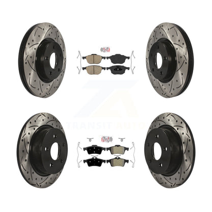 Kit de rotors de frein à fente de forage semi-métallique avant en céramique et arrière pour Ford Escap