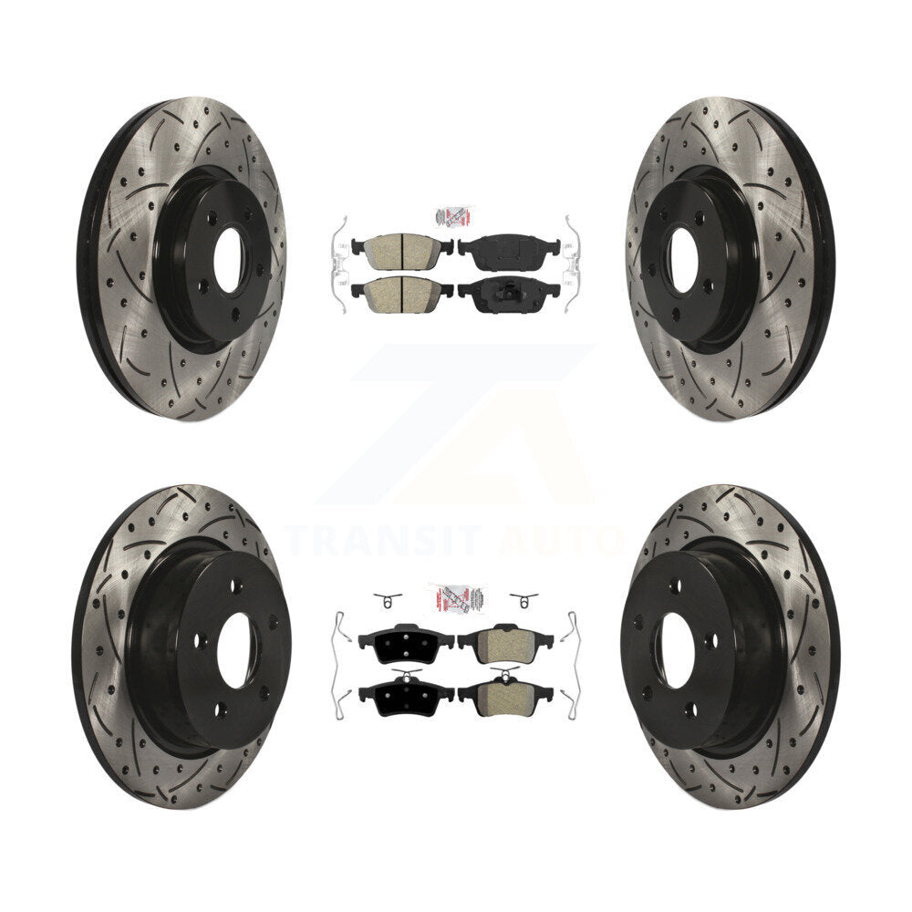 Kit de rotors de frein à fente de forage semi-métallique avant en céramique et arrière pour Ford Escap