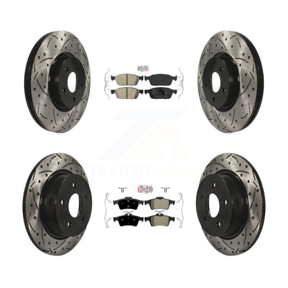 Kit de rotors de frein à fente de forage semi-métallique avant en céramique et arrière pour Ford Escap