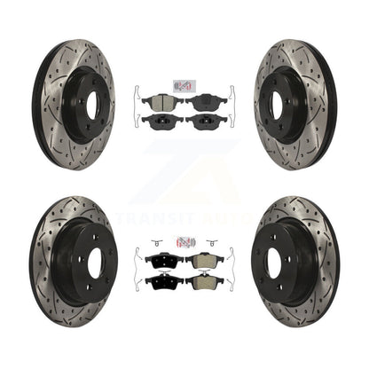 Kit de rotors de frein à fentes percées à plaquettes semi-métalliques avant et arrière pour Ford Escape C-Ma