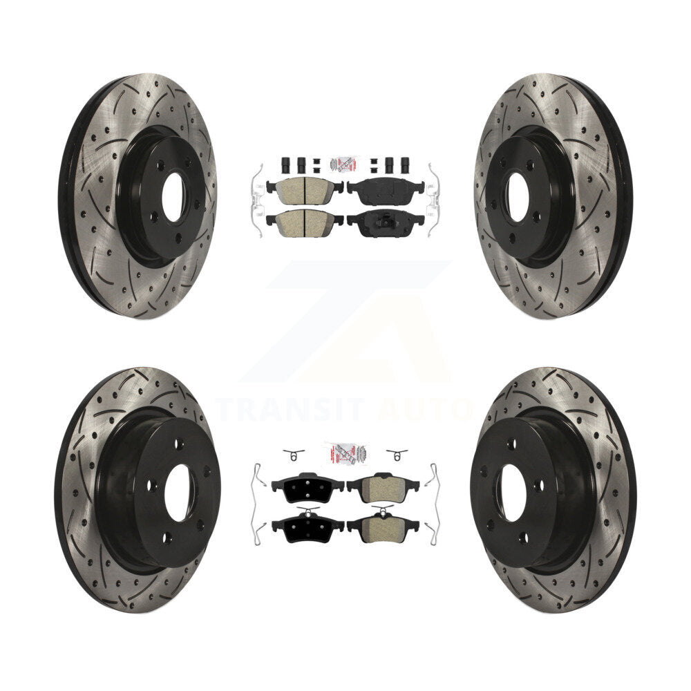 Kit de rotors de frein à fente de forage semi-métallique avant en céramique et arrière pour Ford Escap