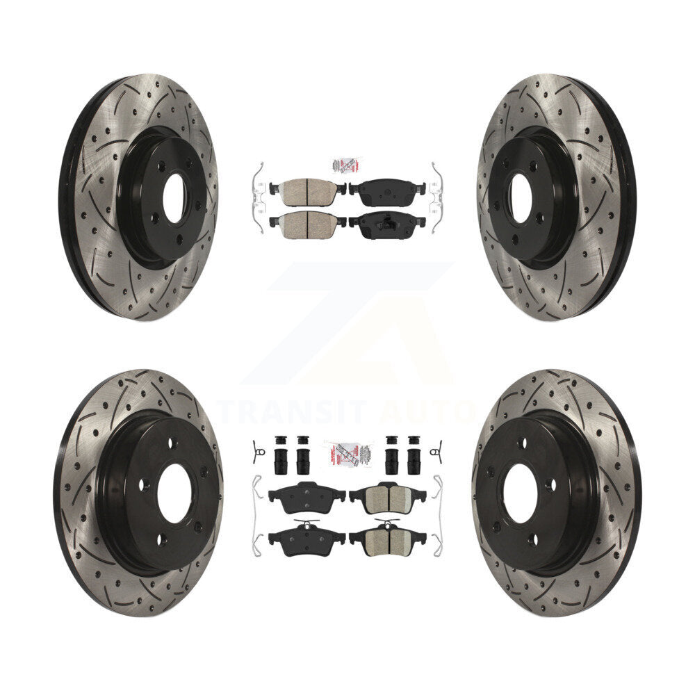 Kit de rotors de frein à fentes percées avec tampons en céramique avant et arrière, pour Ford Focus S 2013 – 2018