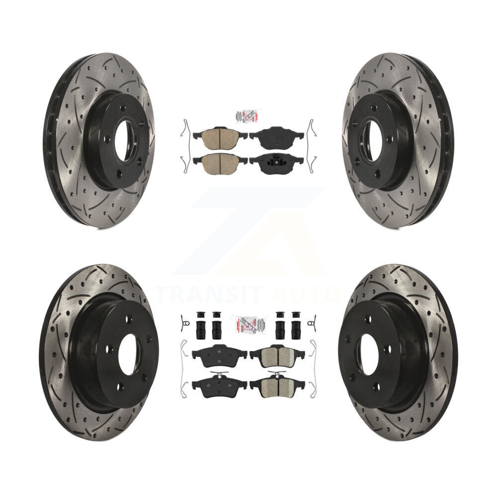 Kit de rotor de frein à disque avec coussinet en céramique avant et arrière, fente percée, pour Ford c-ma