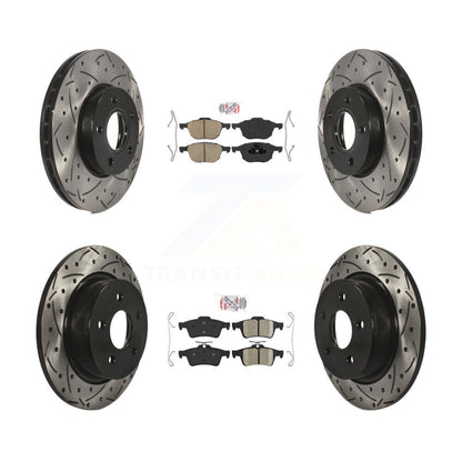 Kit de rotor de frein à disque avec coussinet en céramique avant et arrière, fente percée, pour Ford c-ma