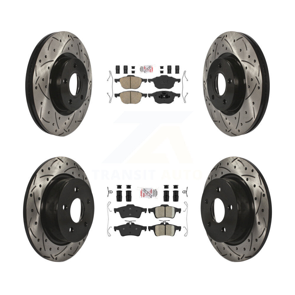 Kit de rotor de frein à disque avec coussinets en céramique avant et arrière, fente percée, pour Ford Escape c-ma