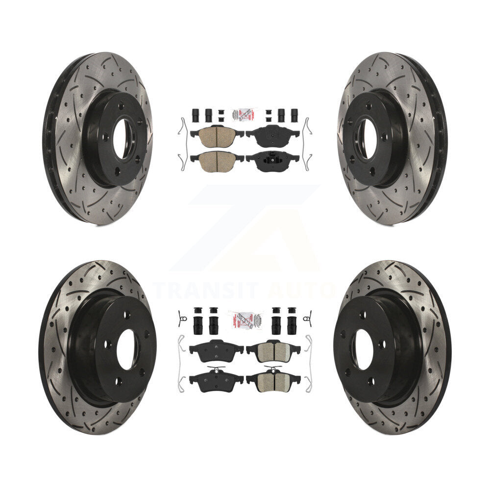 Kit de rotor de frein à disque avec coussinet en céramique avant et arrière, fente percée, pour Ford c-ma