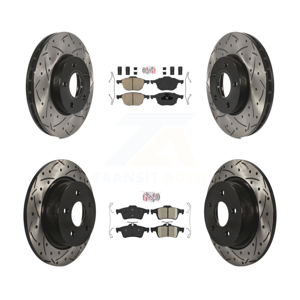 Kit de rotor de frein à disque avec coussinet en céramique avant et arrière, fente percée, pour Ford c-ma