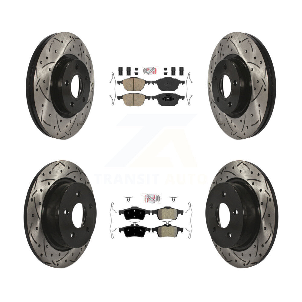 Kit de rotors de frein à fente de forage semi-métallique avant en céramique et arrière pour Ford Escap