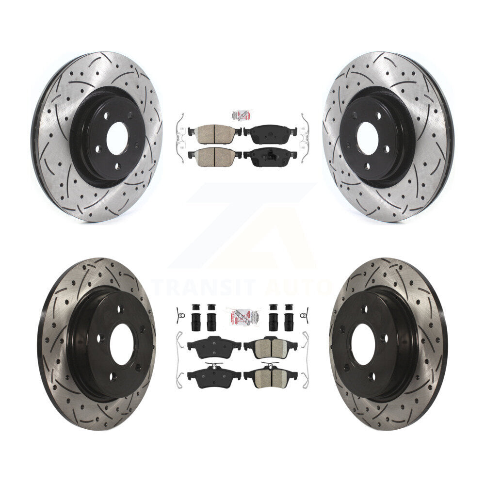 Kit de rotors de frein à fentes percées avec tampons en céramique avant et arrière, pour Ford Focus S 2013 – 2018