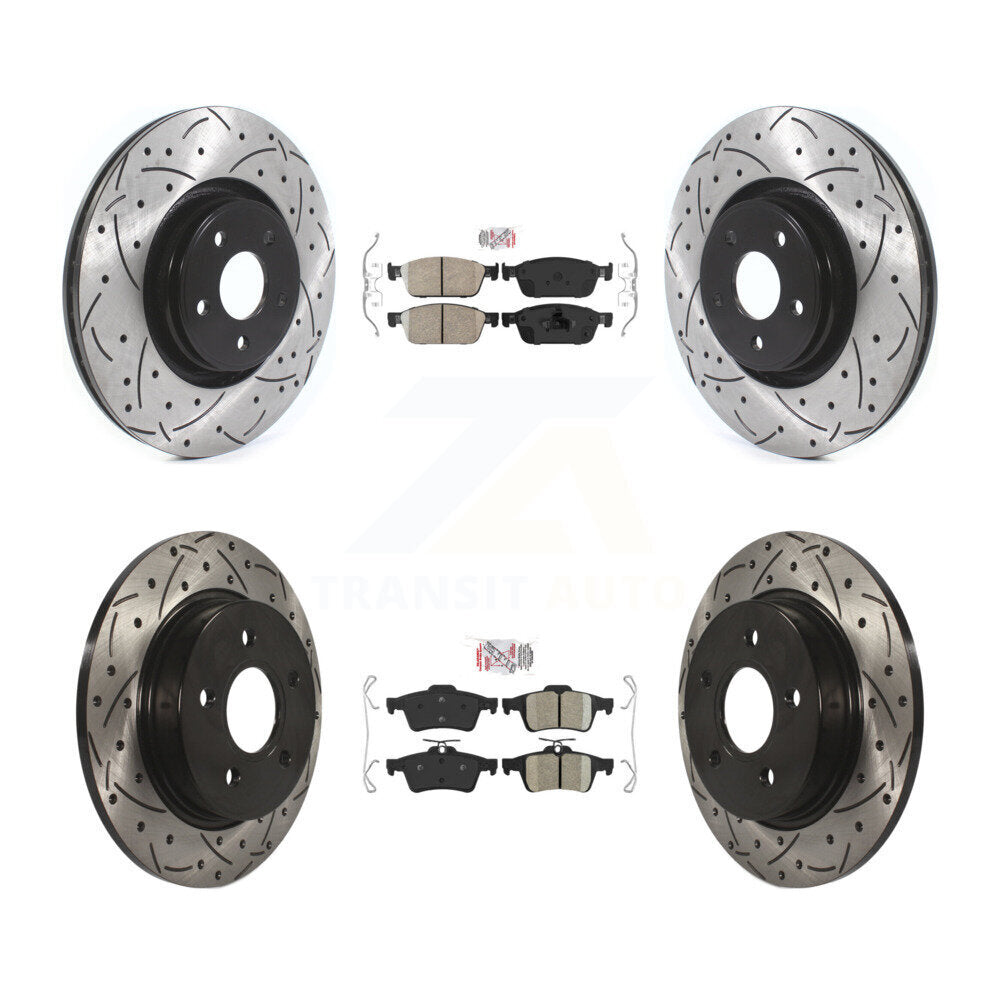 Kit de rotors de frein à fentes percées avec tampons en céramique avant et arrière, pour Ford Focus S 2013 – 2018