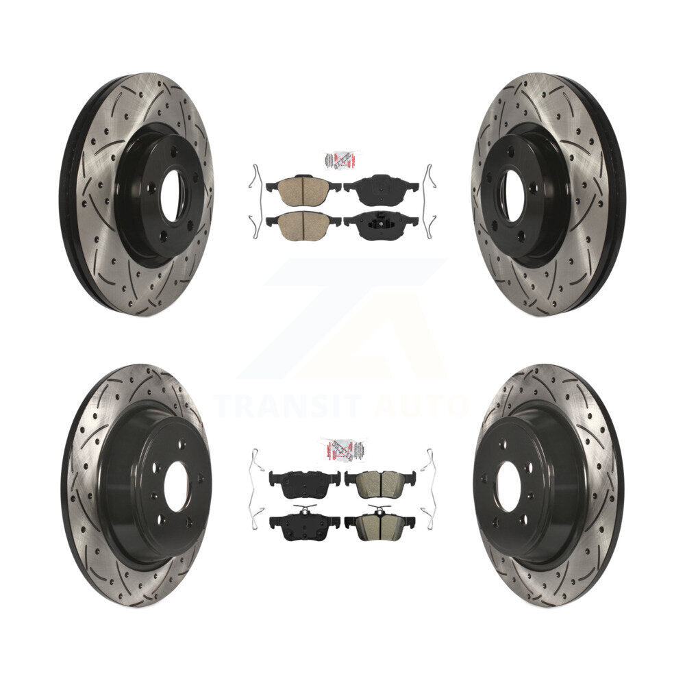 Kit de rotors de frein à fente de forage semi-métallique avant en céramique et arrière pour Ford Escap