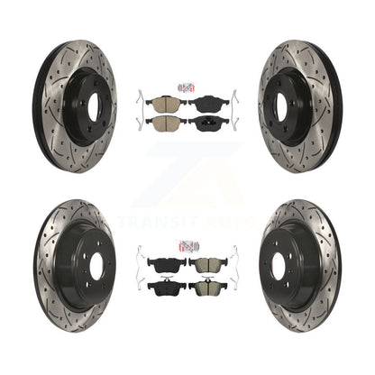 Kit de rotors de frein à fente de forage semi-métallique avant en céramique et arrière pour Ford Escap
