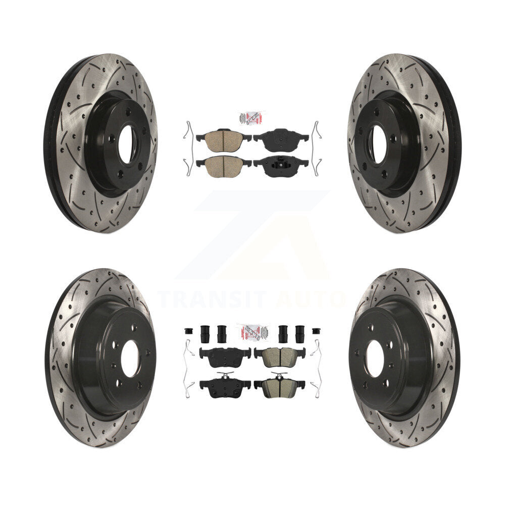 Kit de rotors de frein à fente de forage semi-métallique avant en céramique et arrière pour Ford Escap