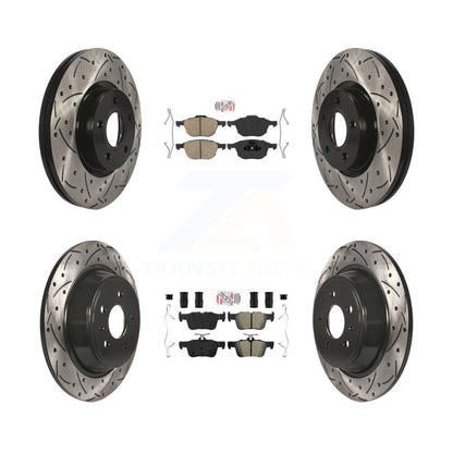 Kit de rotors de frein à fente de forage semi-métallique avant en céramique et arrière pour Ford Escap