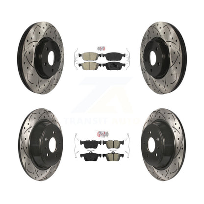 Kit de rotors de frein à fente de forage semi-métallique avant en céramique et arrière pour Ford Escap