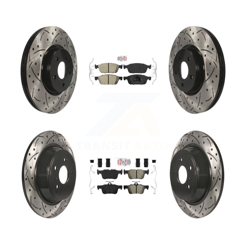 Kit de rotors de frein à fente de forage semi-métallique avant en céramique et arrière pour Ford Escap