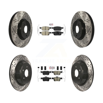 Kit de rotors de frein à fente de forage semi-métallique avant en céramique et arrière pour Ford Escap