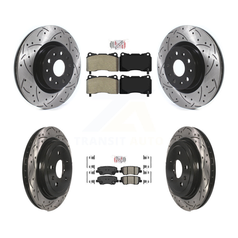 Kit de Rotor de frein à fente de forage en céramique avant semi-métallique arrière pour Cadillac CT