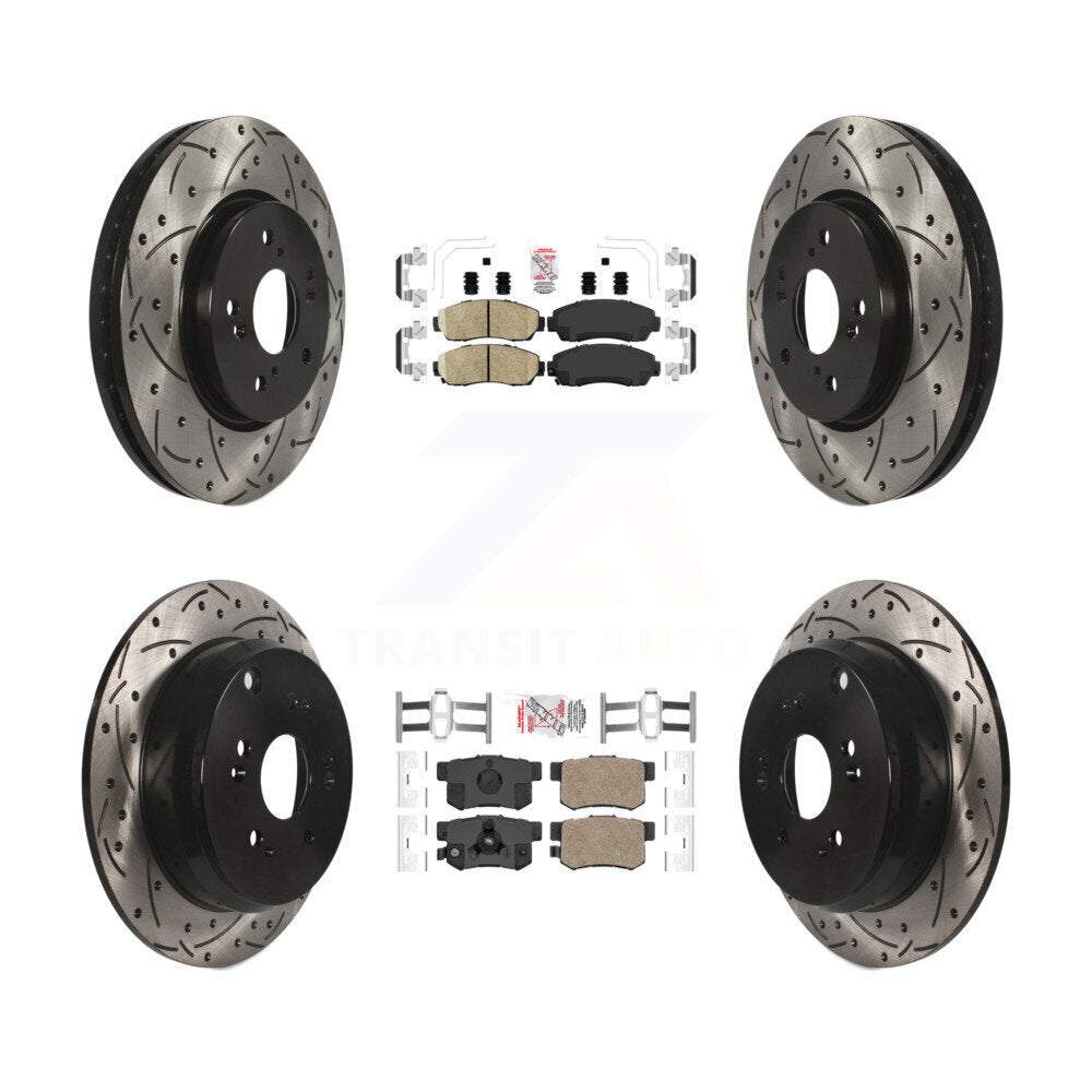 Kit de Rotors de frein à disque de fente de foret de tampon en céramique avant et arrière pour Honda CR-V Acura RD