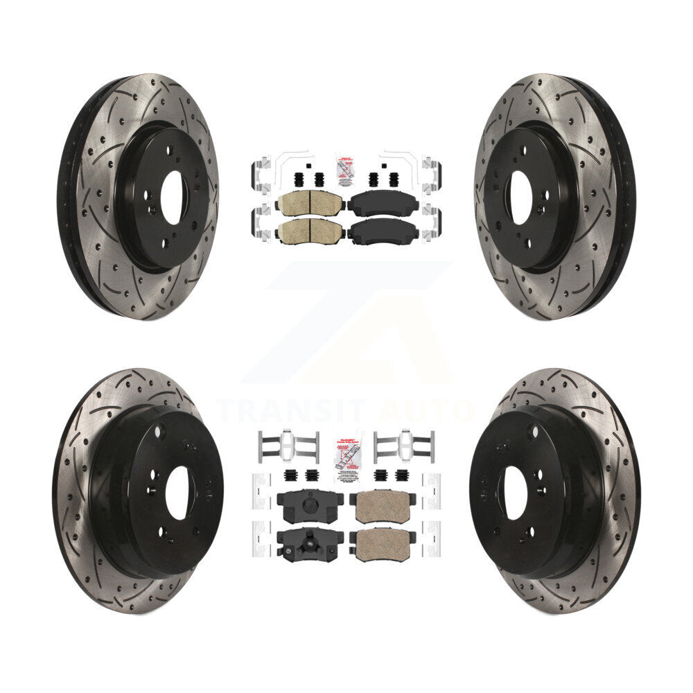 Kit de Rotors de frein à disque de fente de foret de tampon en céramique avant et arrière pour Honda CR-V Acura RD