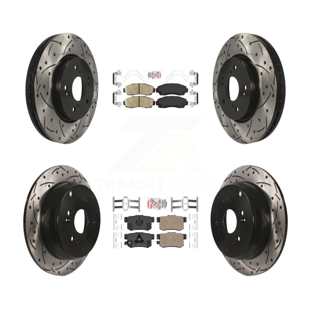 Kit de Rotors de frein à disque de fente de foret de tampon en céramique avant et arrière pour Honda CR-V Acura RD