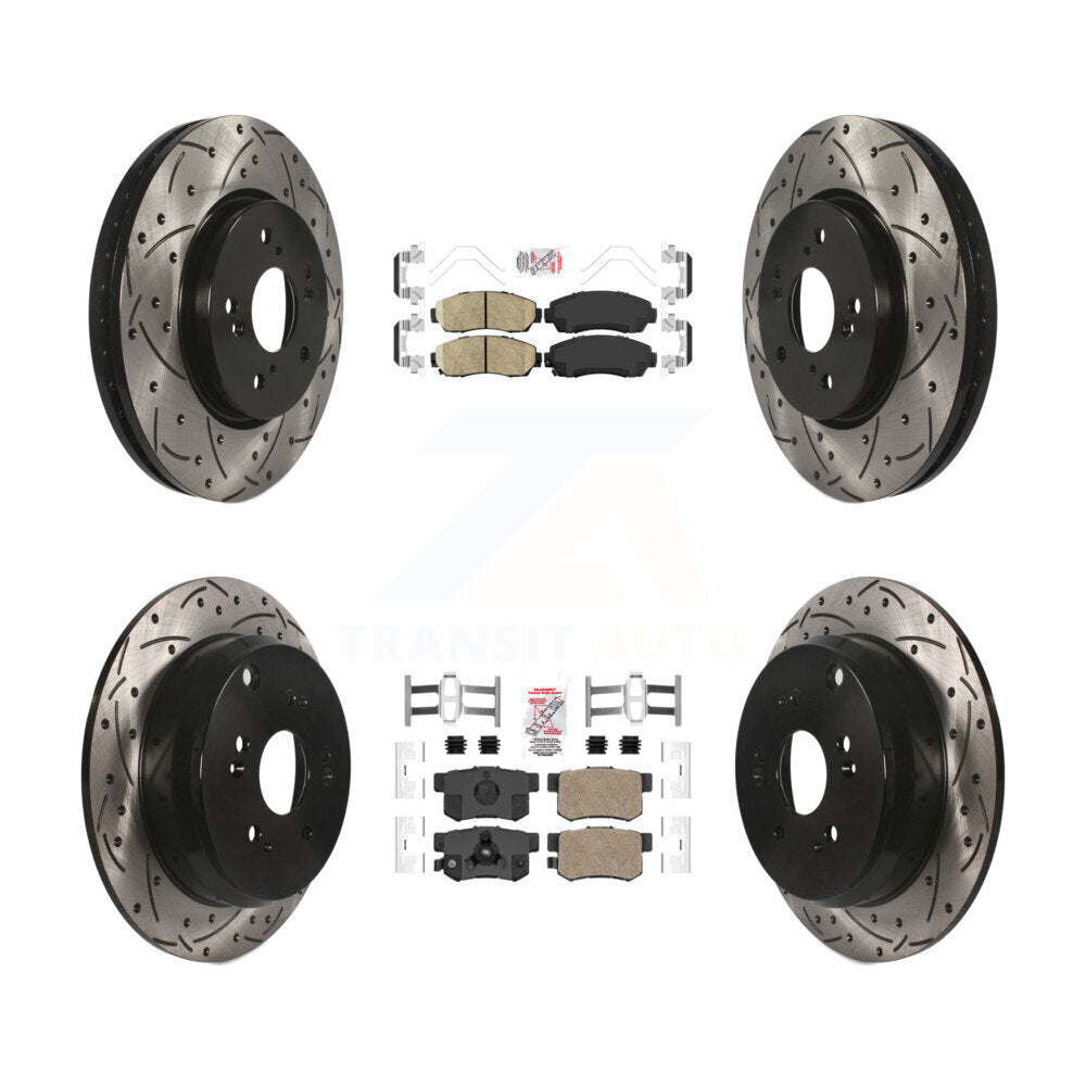 Kit de Rotors de frein à disque de fente de foret de tampon en céramique avant et arrière pour Honda CR-V Acura RD