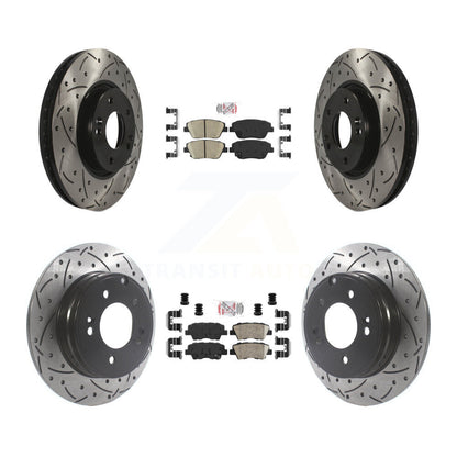 Kit de Rotors de frein à fente de forage de tampon en céramique avant et arrière pour Hyundai Sonata Kia Optim