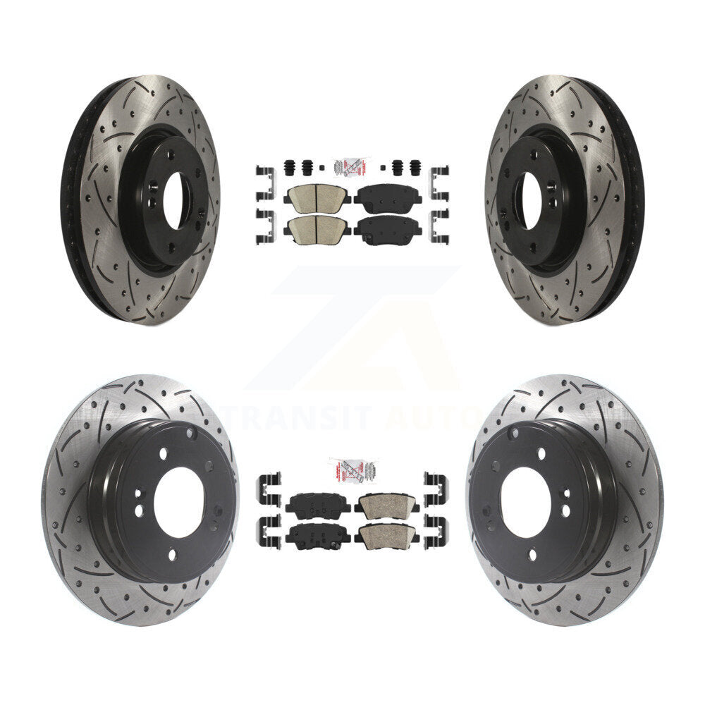 Kit de Rotors de frein à fente de forage de tampon en céramique avant et arrière pour Hyundai Sonata Kia Optim