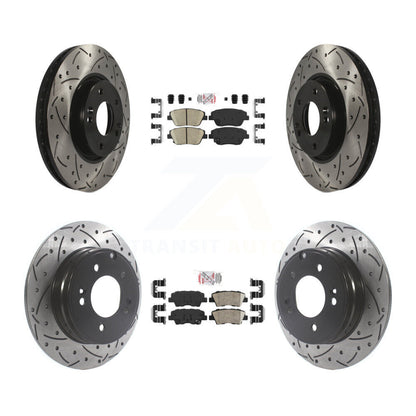 Kit de Rotors de frein à fente de forage de tampon en céramique avant et arrière pour Hyundai Sonata Kia Optim