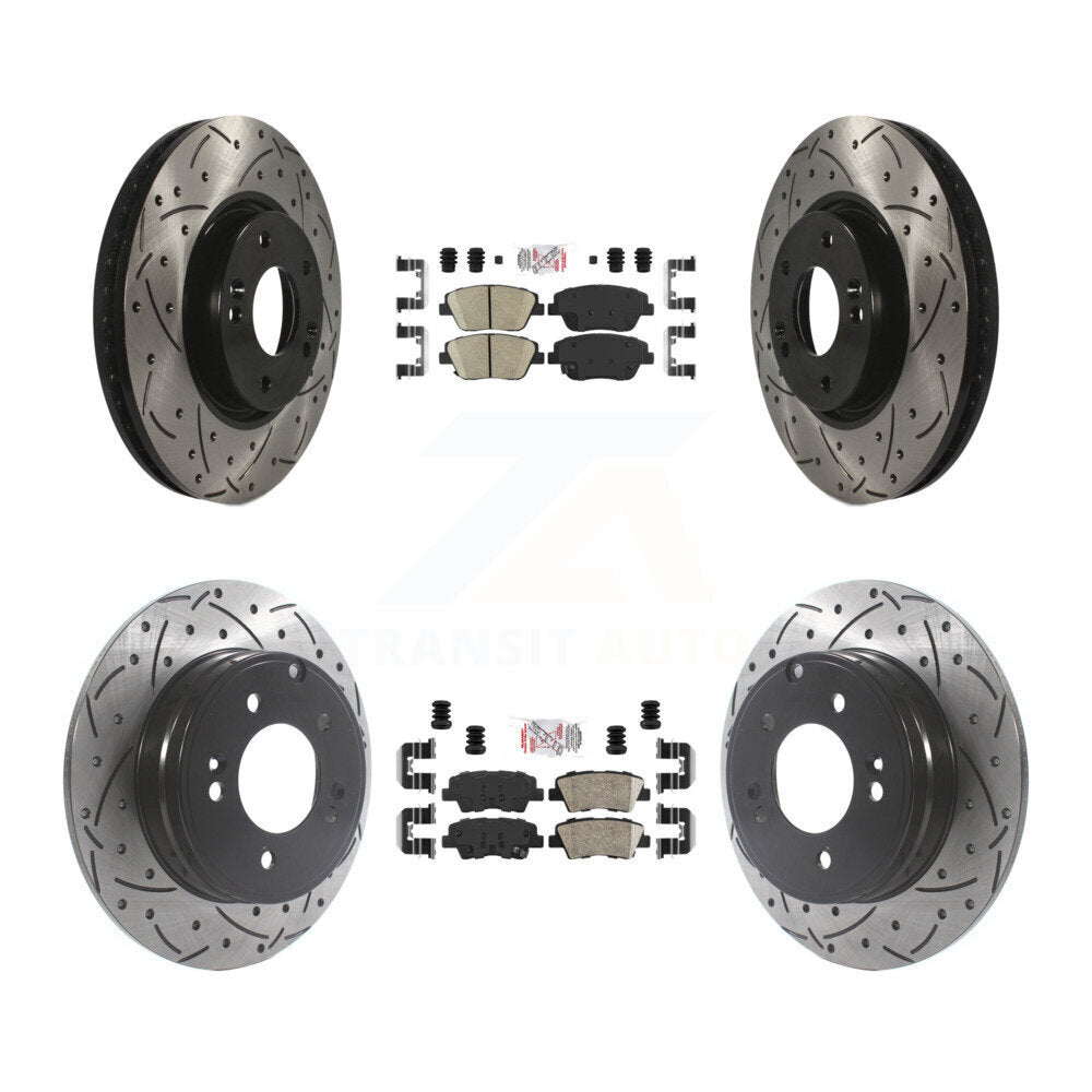 Kit de Rotors de frein à fente de forage de tampon en céramique avant et arrière pour Hyundai Sonata Kia Optim