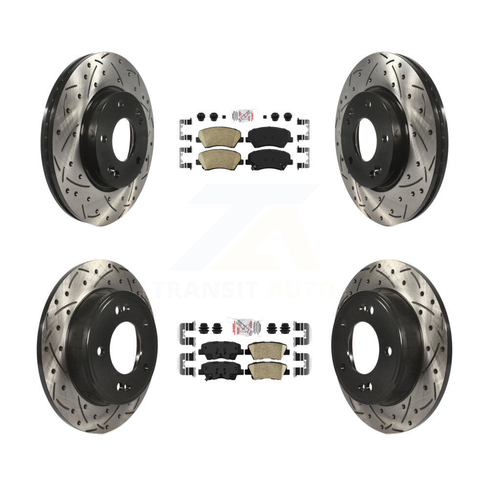 Kit de Rotor de frein avec coussinets en céramique avant et arrière, fente percée, pour Hyundai Elantra GT Ki