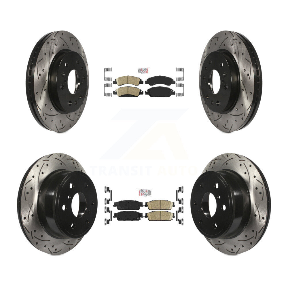 Kit de Rotors de frein à fente de forage de tampon en céramique avant et arrière pour Chevrolet GMC Sierra 150