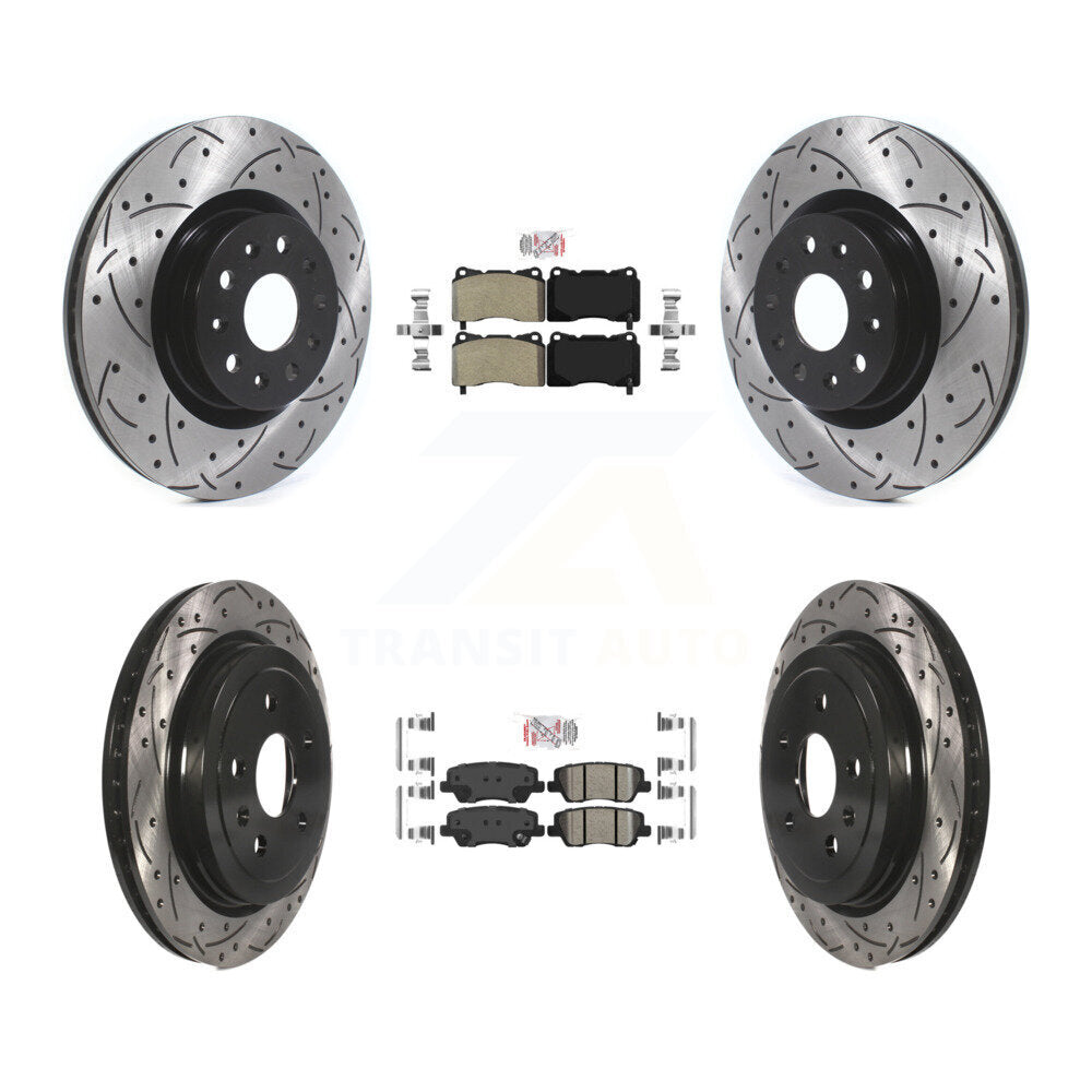 Kit de Rotor de frein à fente de forage en céramique avant semi-métallique arrière pour Cadillac CT
