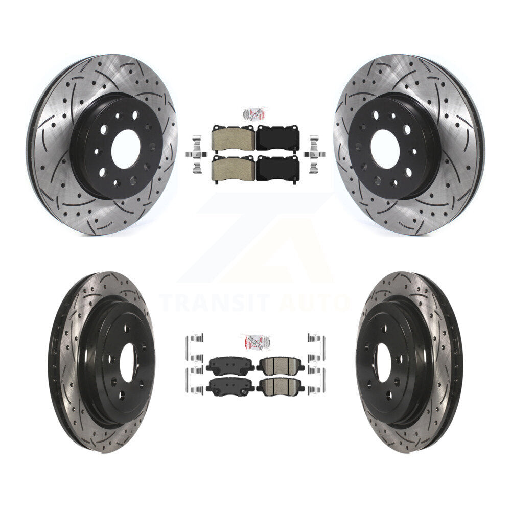 Kit de Rotor de frein à fente de forage en céramique avant semi-métallique arrière pour Cadillac CT