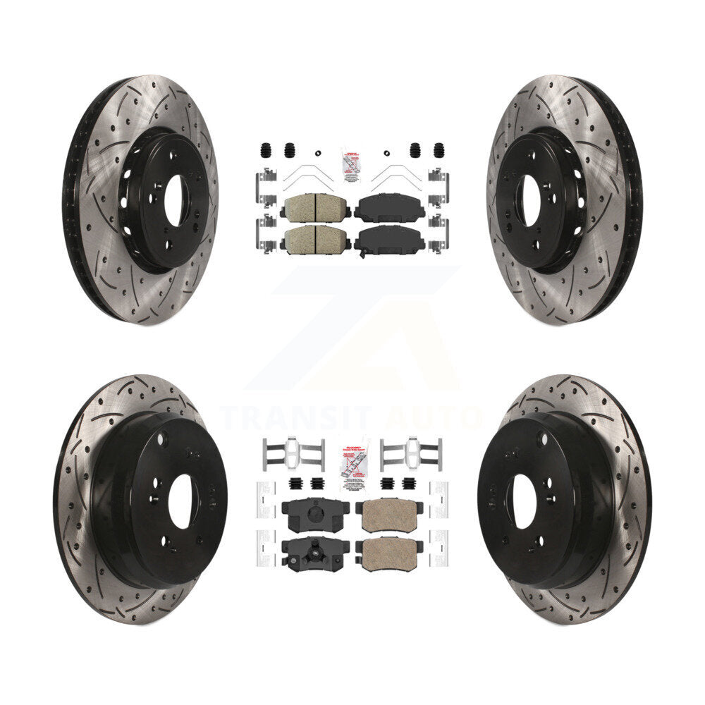 Kit de Rotor de frein à disque à fente percée avec tampons en céramique avant et arrière pour Acura RD 2013 – 2018