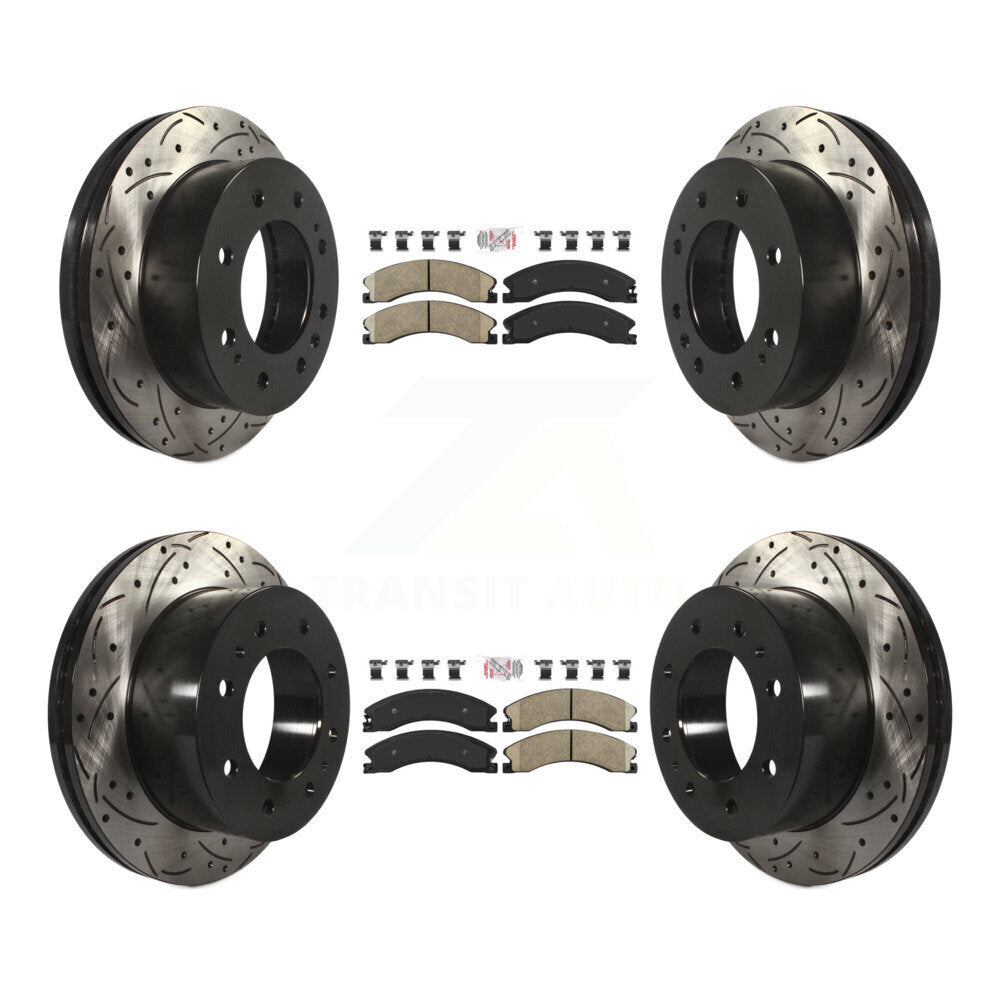 Kit de Rotors de frein à fente de forage de tampon en céramique avant et arrière pour GMC Chevrolet Sierra 250
