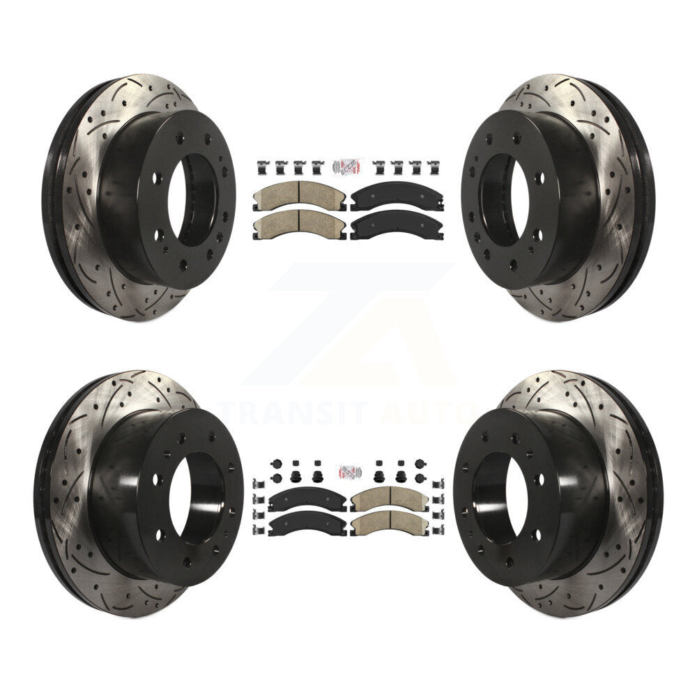 Kit de Rotors de frein à fente de forage de tampon en céramique avant et arrière pour GMC Chevrolet Sierra 250