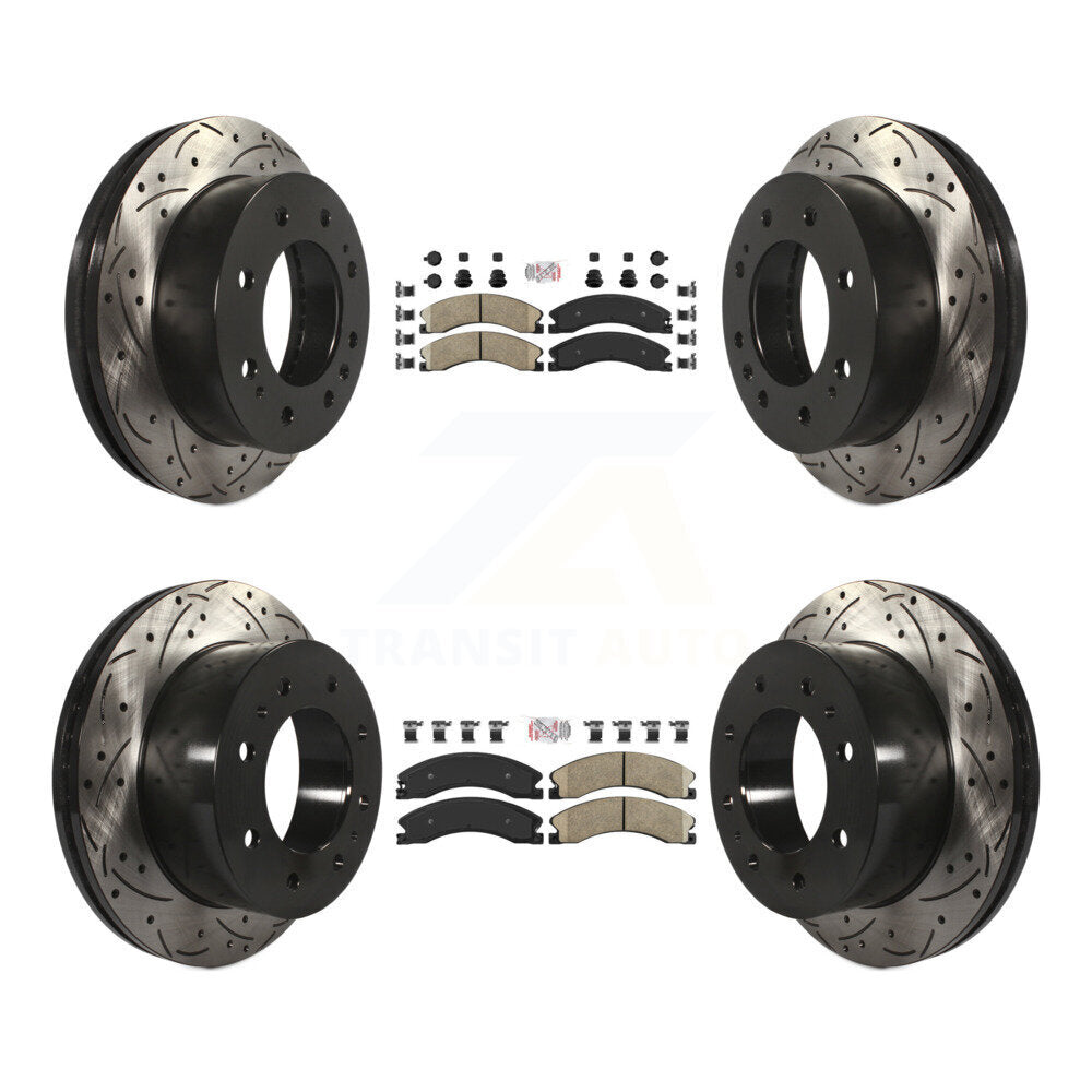 Kit de Rotors de frein à fente de forage de tampon en céramique avant et arrière pour GMC Chevrolet Sierra 250