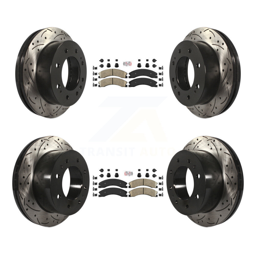 Kit de Rotors de frein à fente de forage de tampon en céramique avant et arrière pour GMC Chevrolet Sierra 250