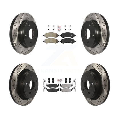 Kit de plaquettes semi-métalliques avant et arrière et rotor de frein à fente percée pour Ram 1500 Classi