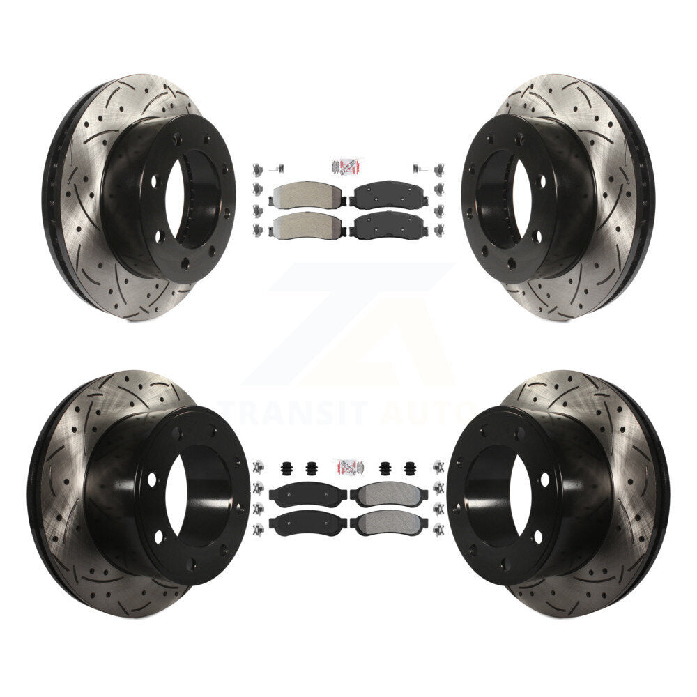 Kit de Rotor de frein à fente de forage de tampon semi-métallique avant et arrière pour Ford F-350 Super 4W