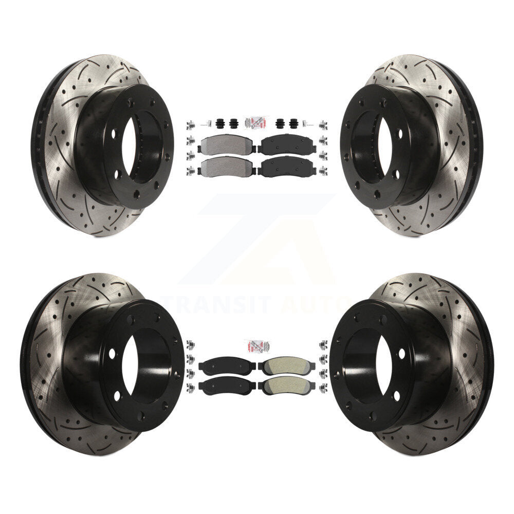 Kit de Rotor de frein à fente de forage de tampon semi-métallique avant et arrière pour Ford F-350 Super 4W