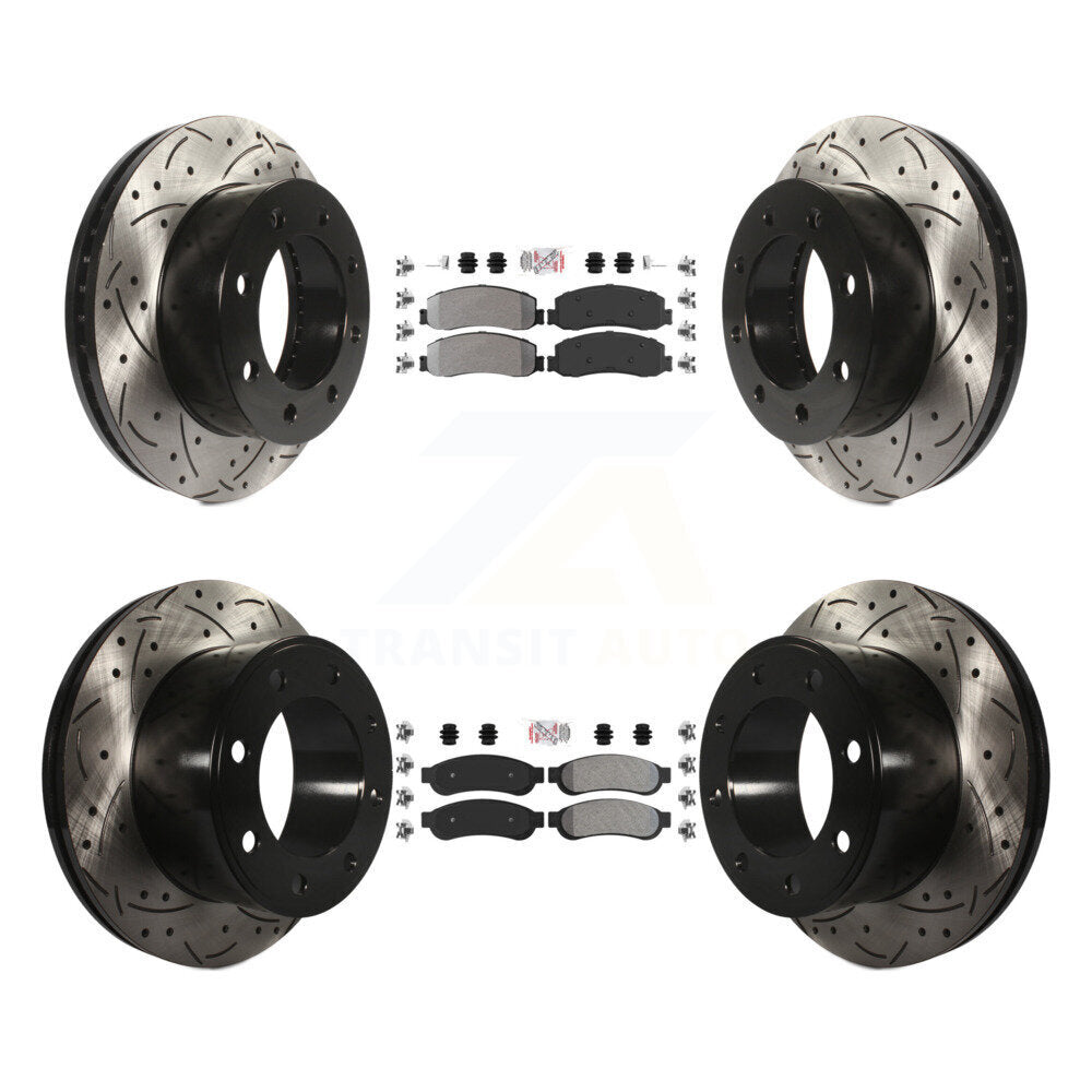 Kit de Rotor de frein à fente de forage de tampon semi-métallique avant et arrière pour Ford F-350 Super 4W