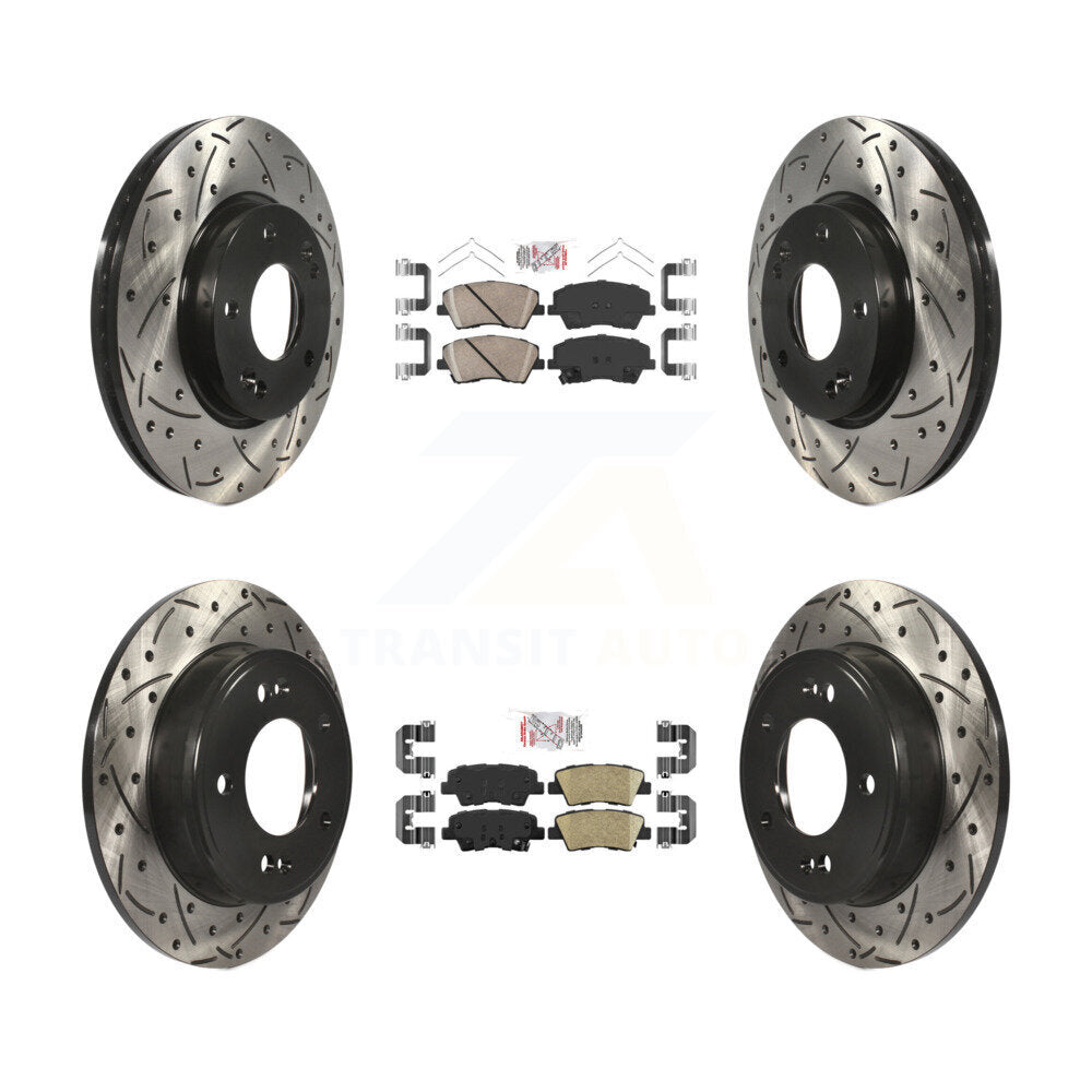 Kit de Rotor de frein à fente de forage de tampon en céramique avant et arrière pour Hyundai Elantra 2.0 17-20