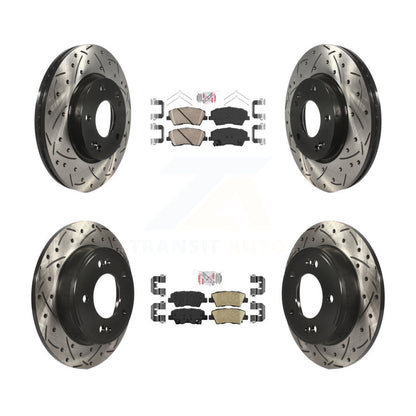 Kit de Rotor de frein à fente de forage de tampon en céramique avant et arrière pour Hyundai Elantra 2.0 17-20