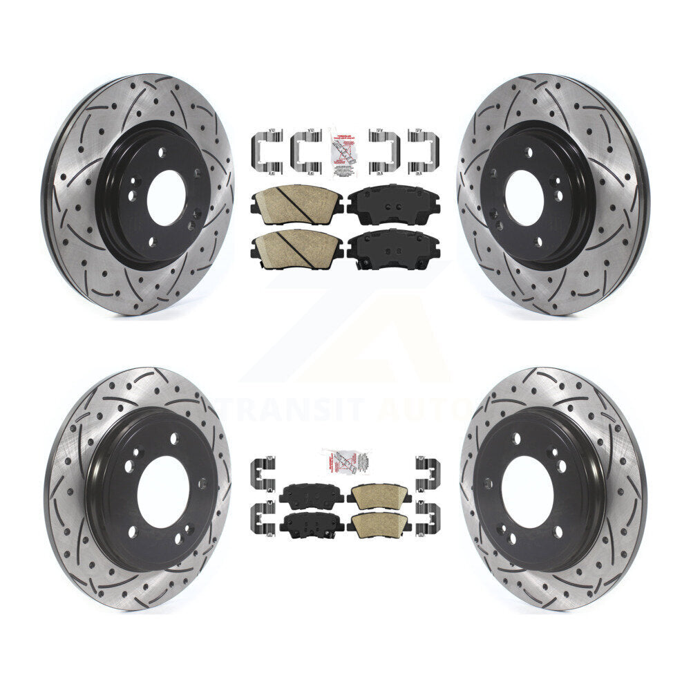 Kit de Rotor de frein à fente de forage de tampon en céramique avant et arrière pour Hyundai Elantra 1.6 17-20